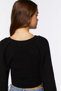 BLACK Rib-Knit Cropped Sweater, image 3