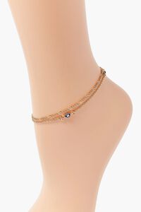 GOLD/BLUE Evil Eye Layered Chain Anklet, image 1