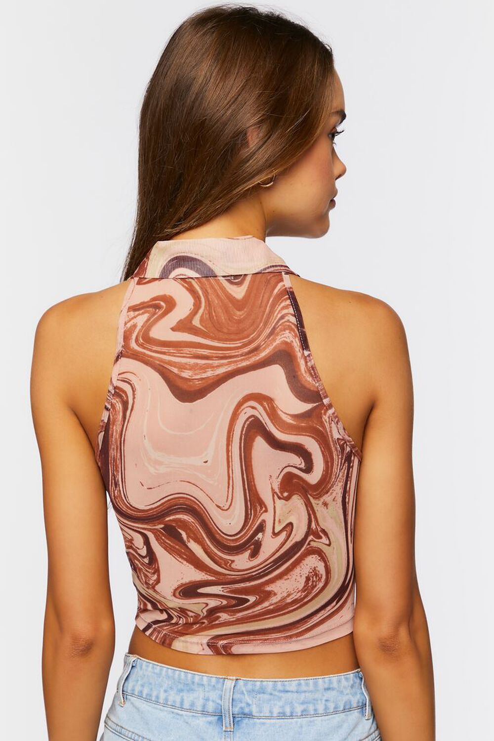 BLUSH Abstract Button-Front Crop Top, image 3