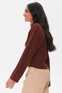 BROWN Ribbed Mock Neck Sweater, image 2