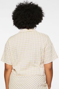VANILLA/MULTI Plus Size Cropped Plaid Shirt, image 3