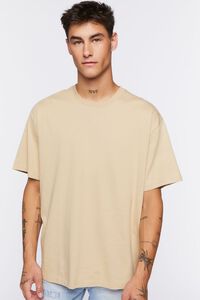 TAUPE High-Low Crew Tee, image 1