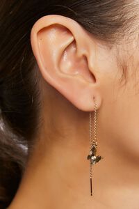 GOLD/CLEAR Butterfly Threader Earrings, image 1