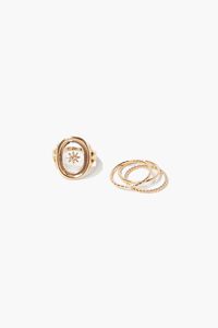 GOLD/CLEAR Sun Charm Cocktail Ring Set, image 1