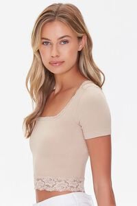 TAUPE Lace-Trim Cropped Tee, image 2