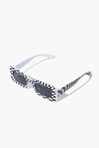 BLACK/BLACK Checkered Rectangular Sunglasses, image 2