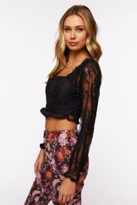 BLACK Lace Hook-and-Eye Crop Top, image 2