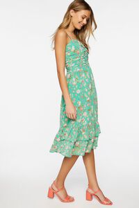 GREEN/MULTI Floral Print Sweetheart Midi Dress, image 2