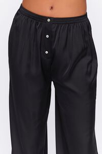 BLACK Satin Mid-Rise Pajama Pants, image 6