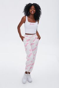 WHITE/PINK Barbie™ Graphic Crop Top, image 5
