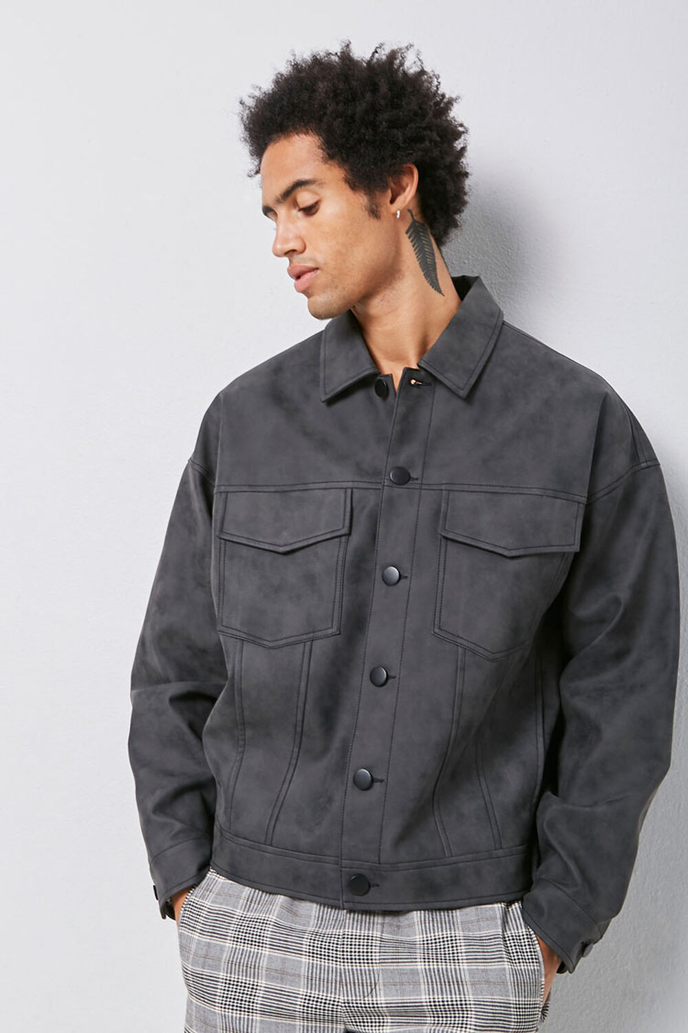 Faux Suede Buttoned Jacket, image 1