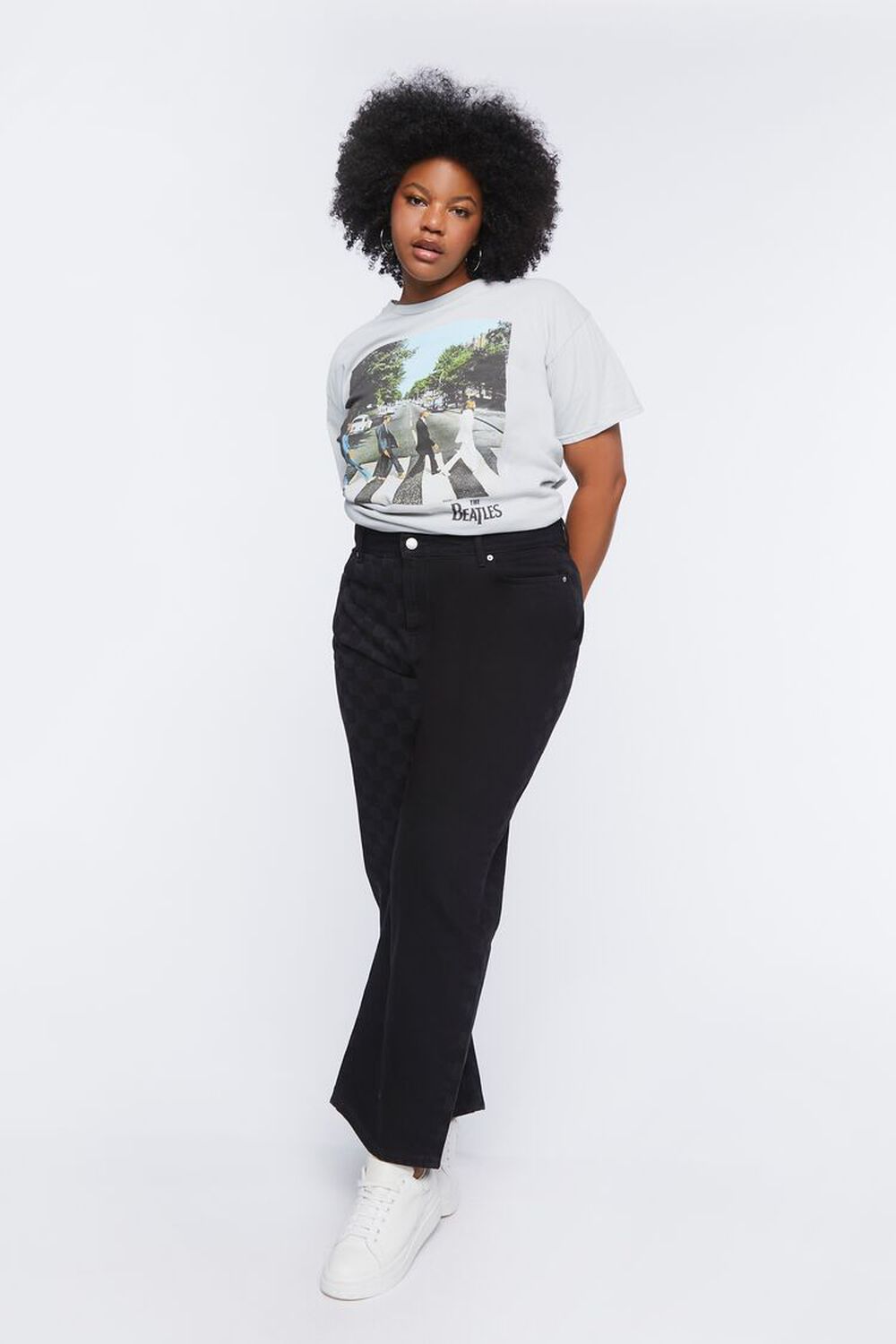 BLACK Plus Size Checkered 90s-Fit Jeans, image 1