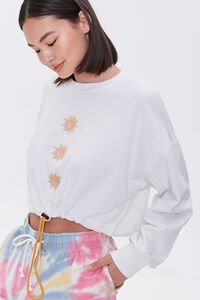 WHITE/ORANGE Sun Embroidered Graphic Pullover, image 1