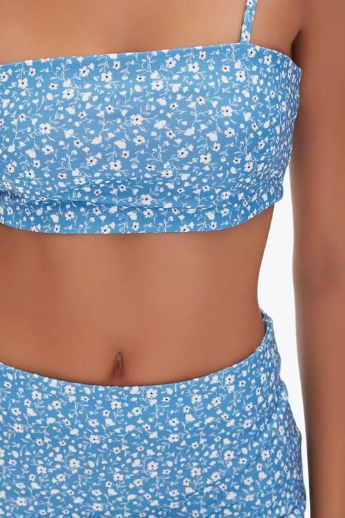 BLUE/WHITE Daisy Print Cropped Cami & Mini Skirt Set, image 5