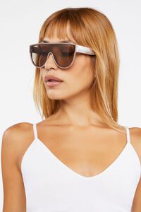 MAUVE/SILVER Tinted Shield Sunglasses, image 2