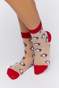 RED/MULTI Hello Kitty & Friends Mesh Crew Socks, image 1