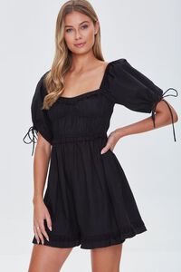 BLACK Puff-Sleeve Mini Dress, image 1