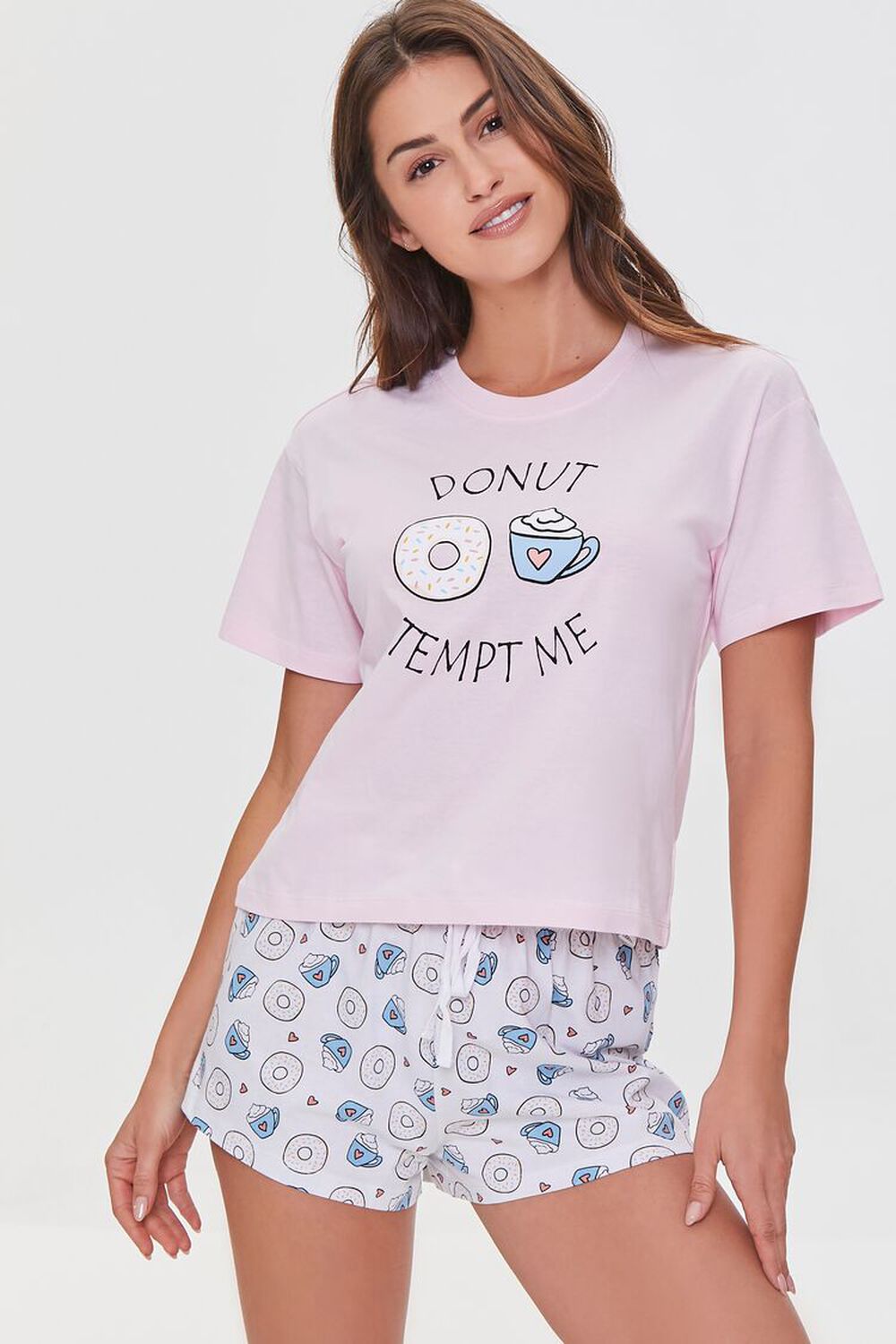 Donut Graphic Tee & Shorts Pajama Set
