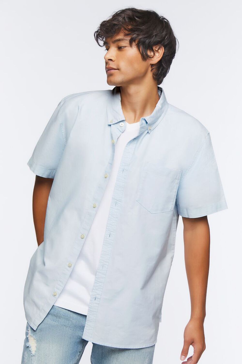 LIGHT BLUE Cotton Pocket Shirt, image 1