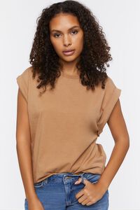 TAUPE Cotton Muscle Tee, image 1