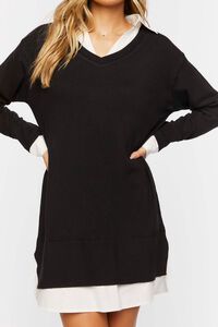 BLACK/WHITE Combo Sweater Shirt Dress, image 5