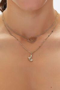 GOLD Upcycled Snake Charm Layered Necklace, image 1