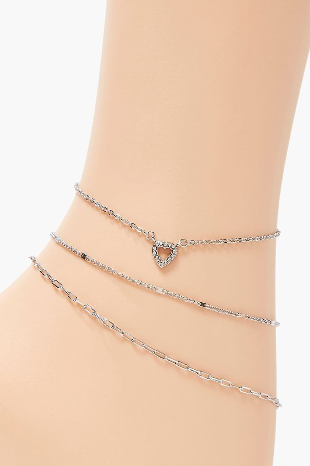 Heart Charm Chain Anklet Set, image 2