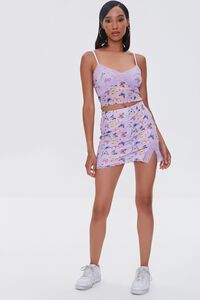 LAVENDER/MULTI Butterfly Print Bodycon Mini Skirt, image 5