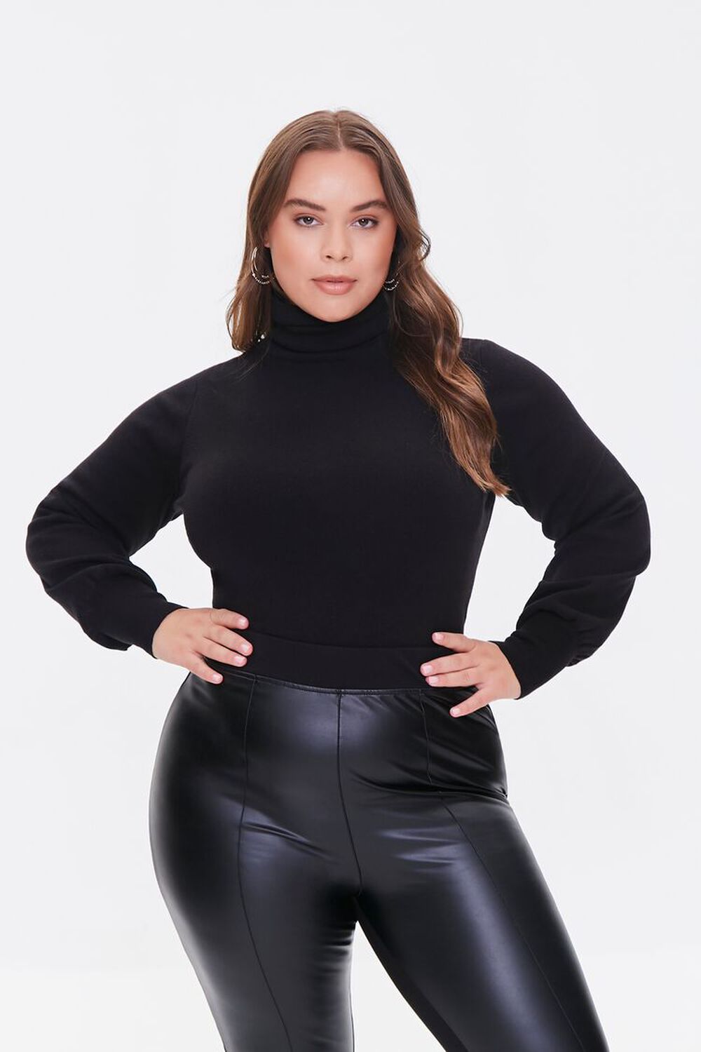 BLACK Plus Size Turtleneck Sweater, image 1