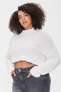 CREAM Plus Size Open-Knit Sweater, image 1