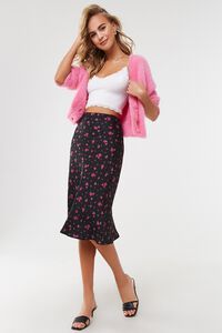 BLACK/MULTI Rose Floral Print Skirt, image 5