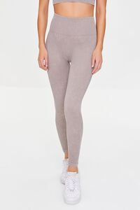 TAUPE Active Seamless Thick Ribbed Leggings, image 2