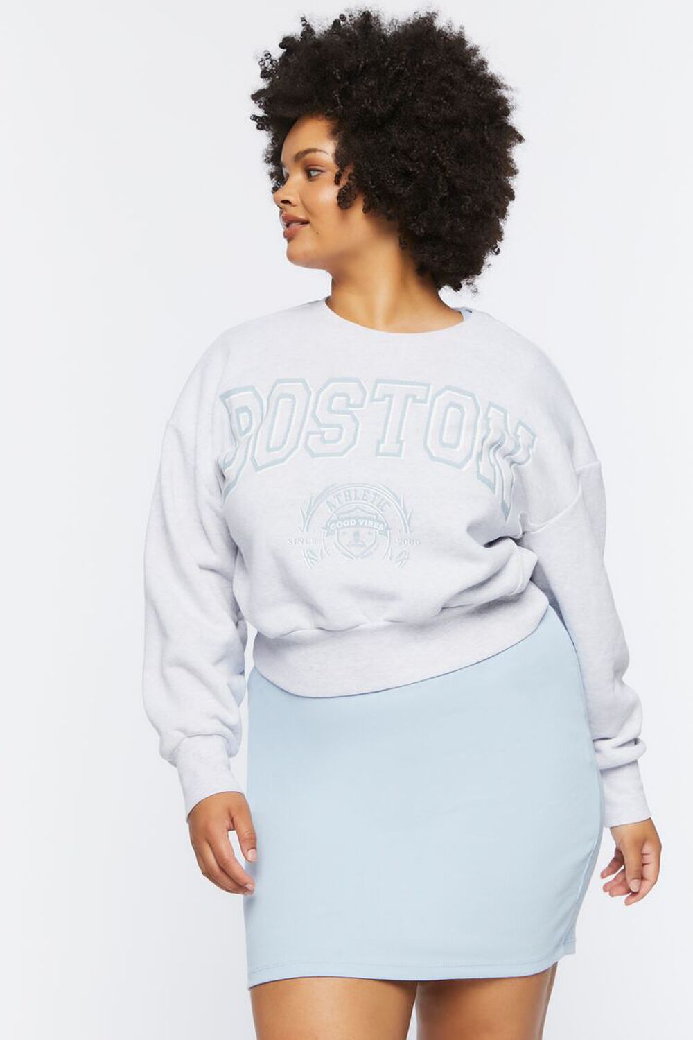 HEATHER GREY/MULTI Plus Size Fleece Boston Pullover, image 1