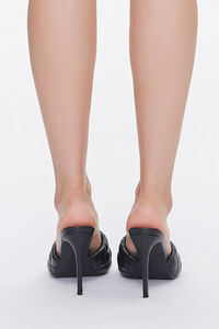 BLACK Quilted Open Toe Heels, image 3
