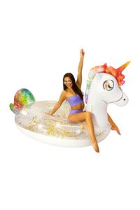 WHITE/MULTI Glittered Unicorn Swim Pool Float, image 6