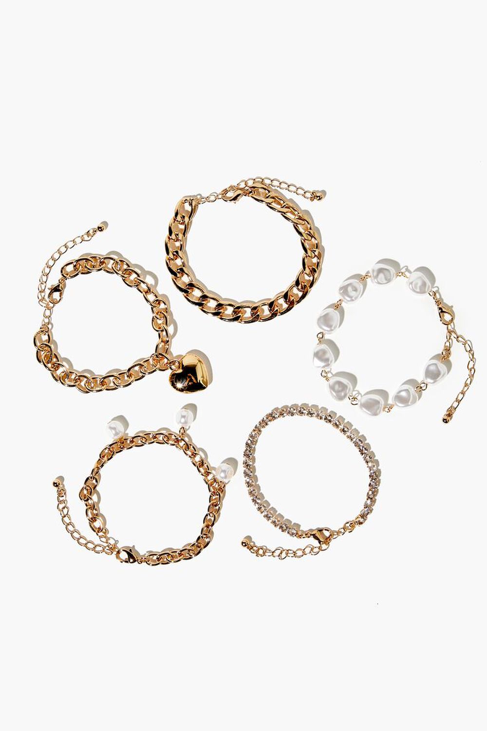 Faux Pearl & Heart Charm Bracelet Set, image 2