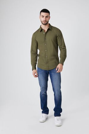 Curved-Hem Cotton-Blend Shirt