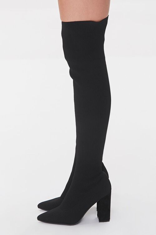 BLACK Ribbed Over-the-Knee Boots, image 2