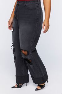 WASHED BLACK Plus Size High-Rise Distressed Jeans, image 3
