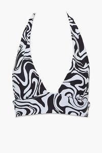 WHITE/BLACK Abstract Print Halter Bikini Top, image 4