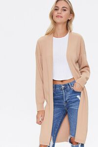 TAUPE Ribbed Duster Cardigan, image 2