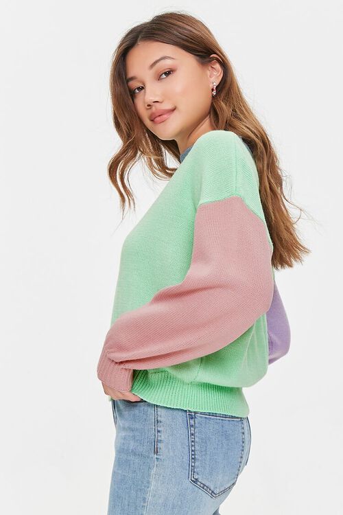 GREEN/MULTI Colorblock Drop-Sleeve Sweater, image 2