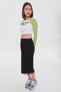 BLACK Lettuce-Edge Mesh Skirt, image 1