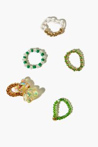 GREEN Teddy Bear Beaded Ring Set, image 1