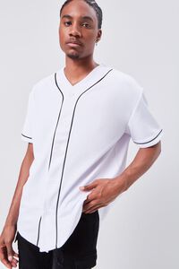 WHITE/BLACK Contrast Piped-Trim Shirt, image 2