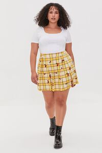 YELLOW/RED Plus Size Plaid Cherry Embroidered Skort, image 5