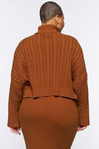 GINGER Plus Size Turtleneck Cable Knit Sweater, image 3
