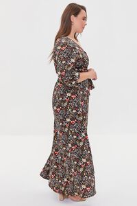 BLACK/MULTI Plus Size Floral Print Maxi Dress, image 2