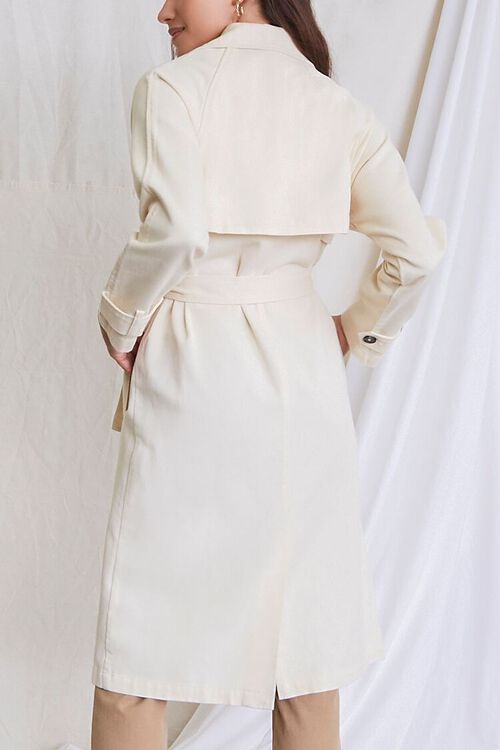 IVORY Twill Double-Breasted Trench Coat, image 3