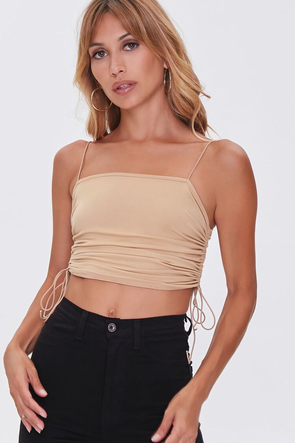 TAUPE Ruched Drawstring Cami, image 1